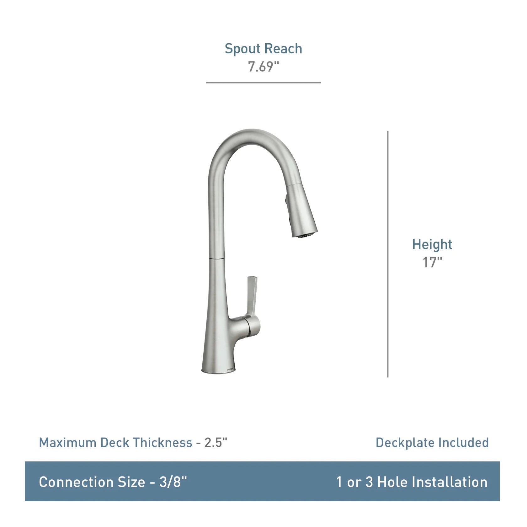 Moen Mikah 87069SRS One-Handle High Arc Pulldown Kitchen Faucet in Spot Resist Stainless