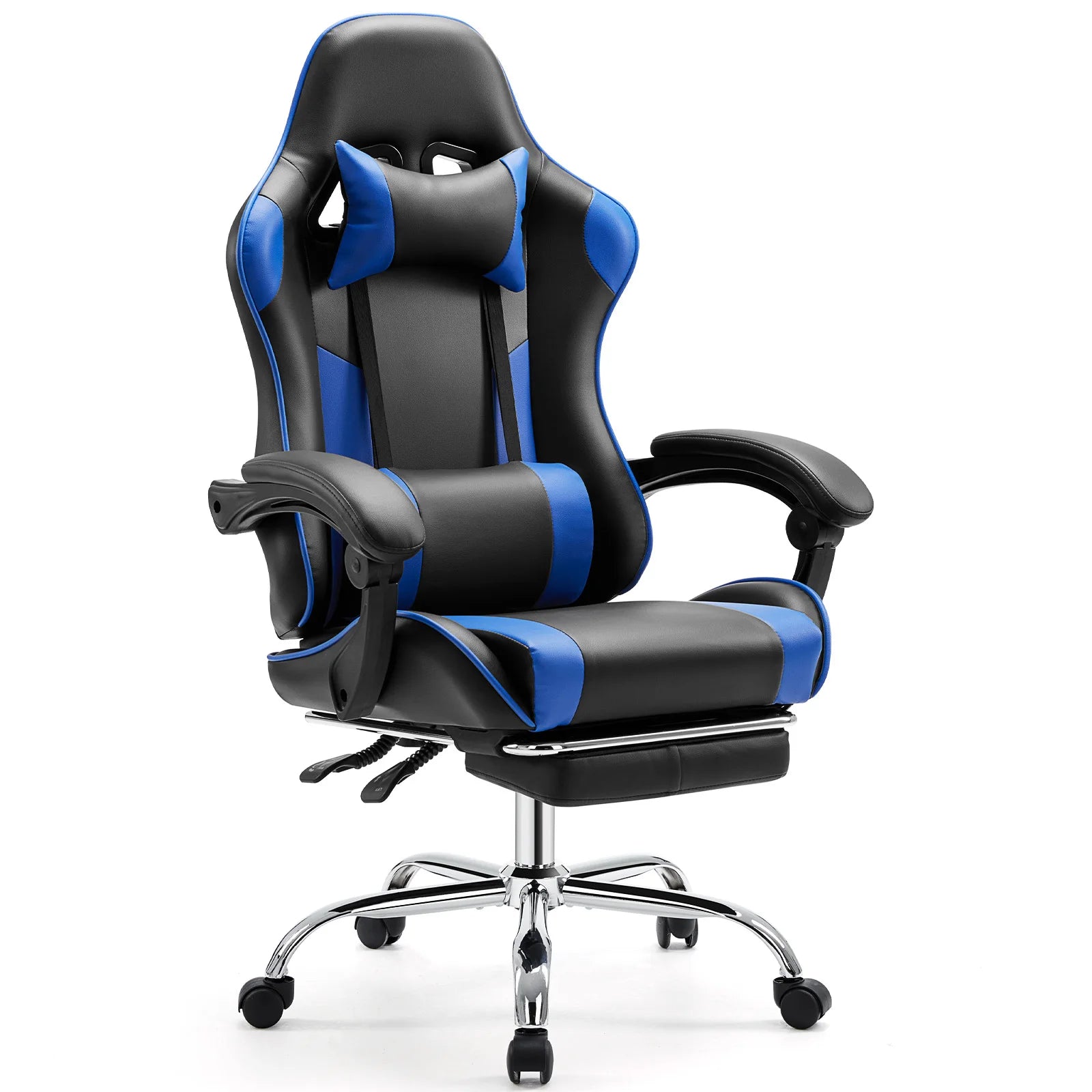 Gaming Chair with Adjustable Swivel PU Leather with Headrest and Lumbar Support