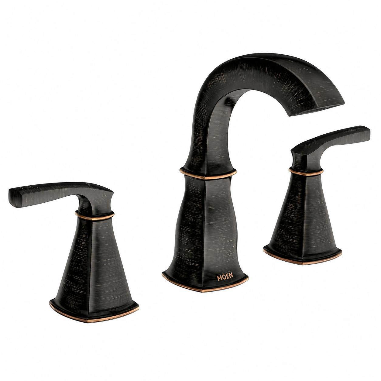MOEN Finney 84722BRB Two-Handle High Arc Widespread Bathroom Faucet in Mediterranean Bronze (Valve Included)