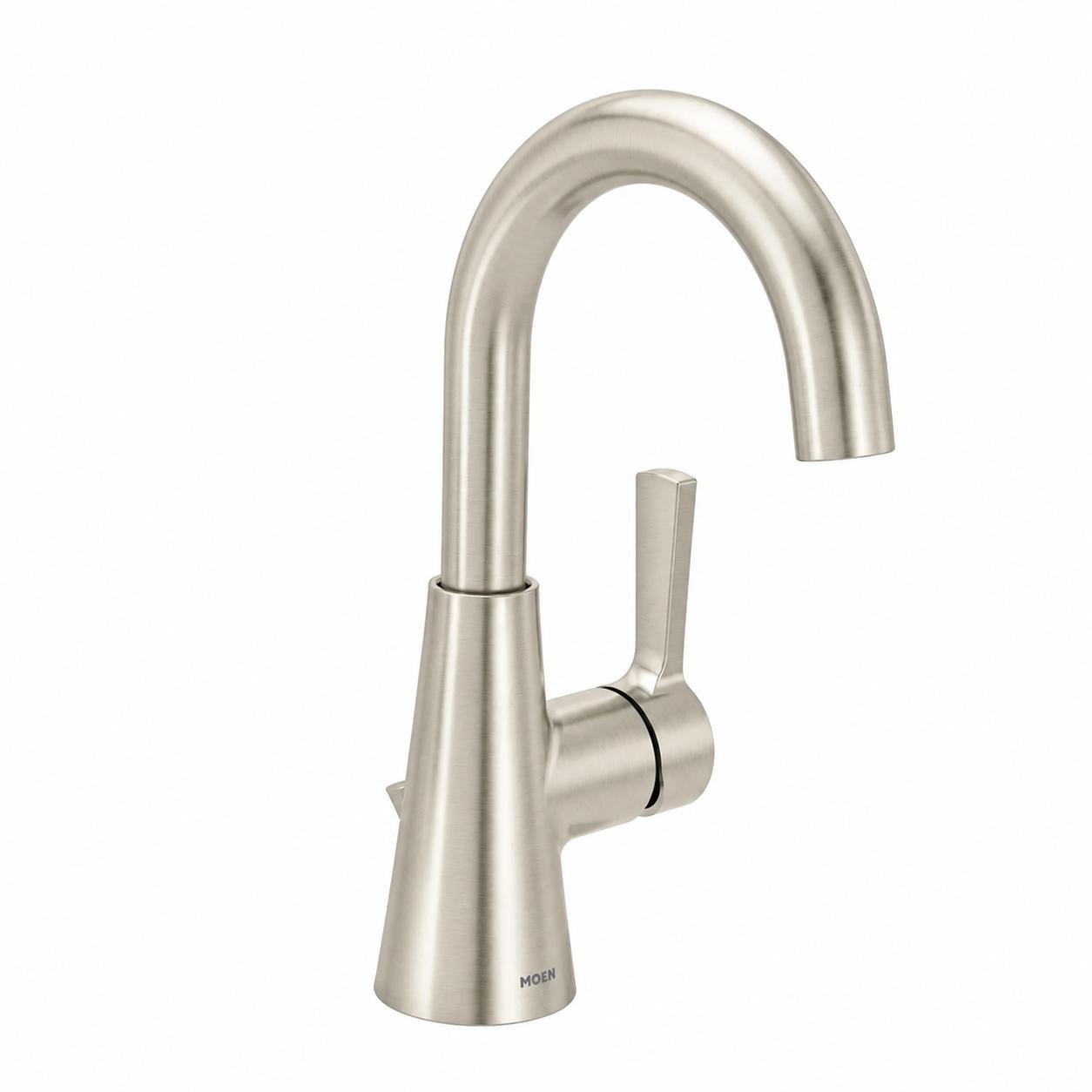 MOEN Jase 64430BN One-Handle Single Hole Bathroom Sink Faucet in Brushed Nickel (Drain Included)