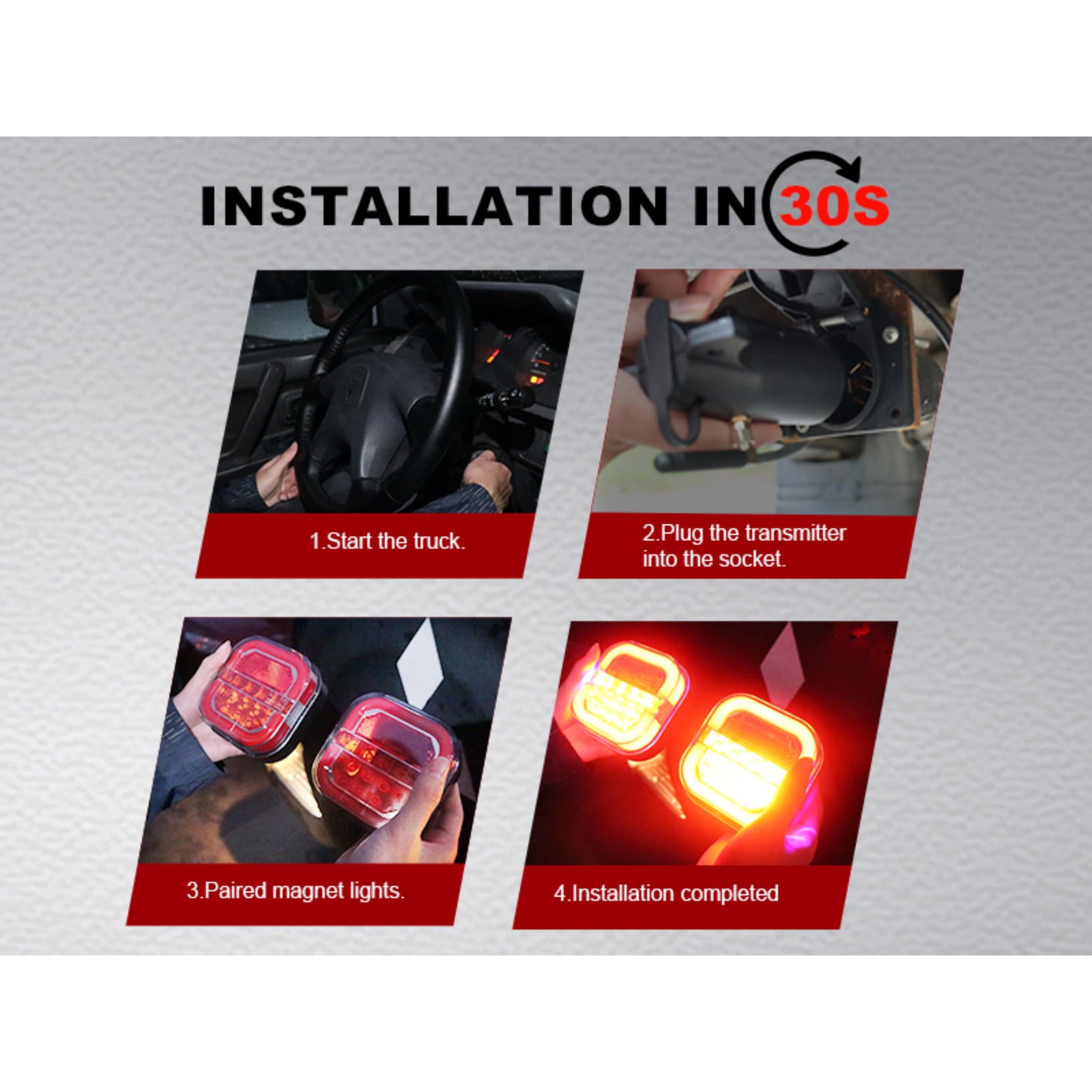 AgriEyes Halo Wireless Trailer Tow Lights with 2 Mounting Options, Magnetic & Bracket, Portable LED Light Kit for Truck, RV, Boat, Camper