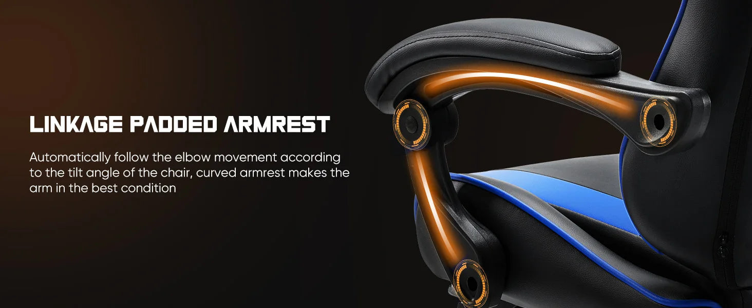 Gaming Chair with Adjustable Swivel PU Leather with Headrest and Lumbar Support