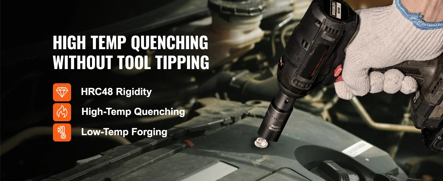 VEVOR 1/2in Alloy Steel Impact Sockets Set with 65pcs 6-Point Drive Bit Tool Kit