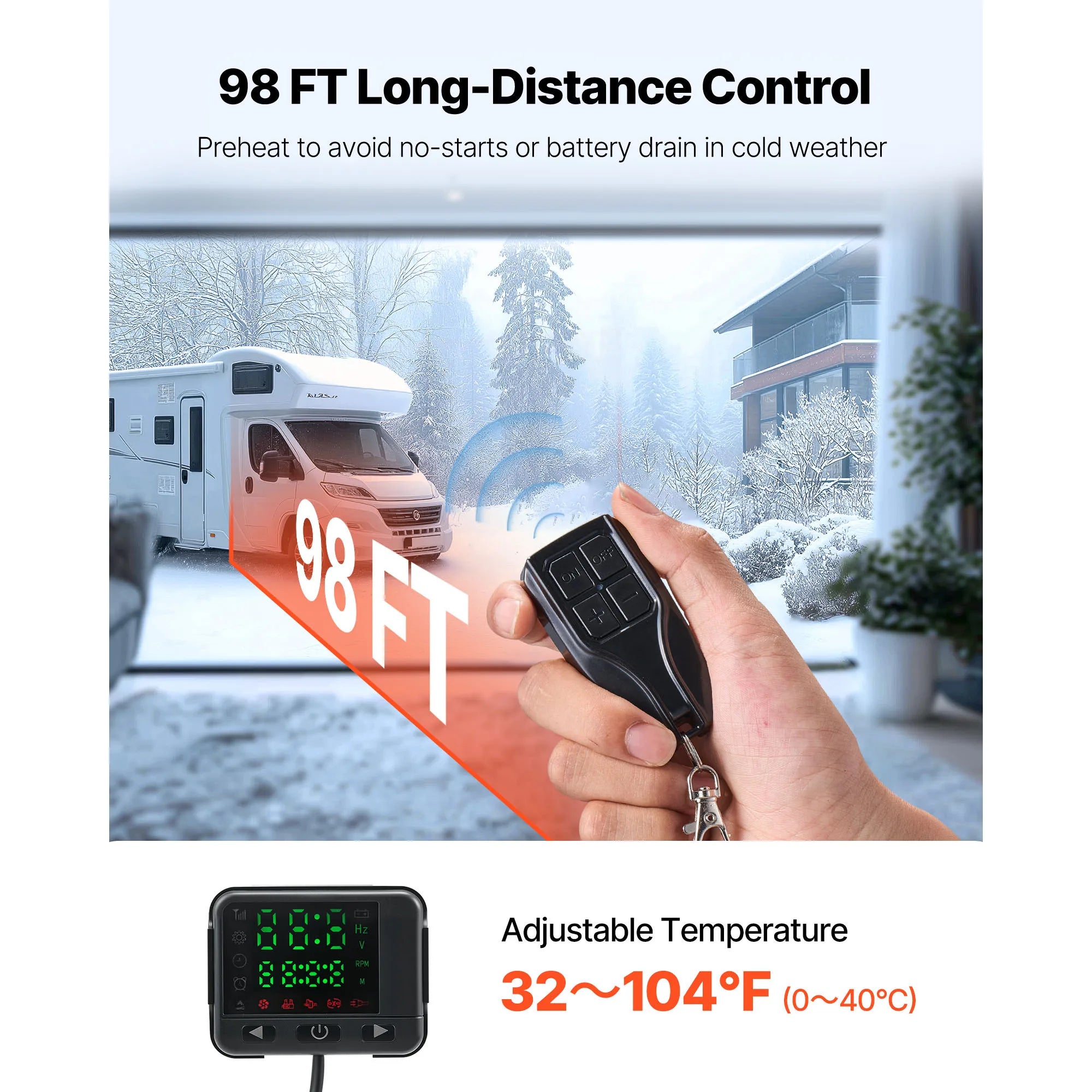 VEVOR Portable Diesel Air Heater 8KW DC 12V/24V All in One 1.3 Gal with Remote