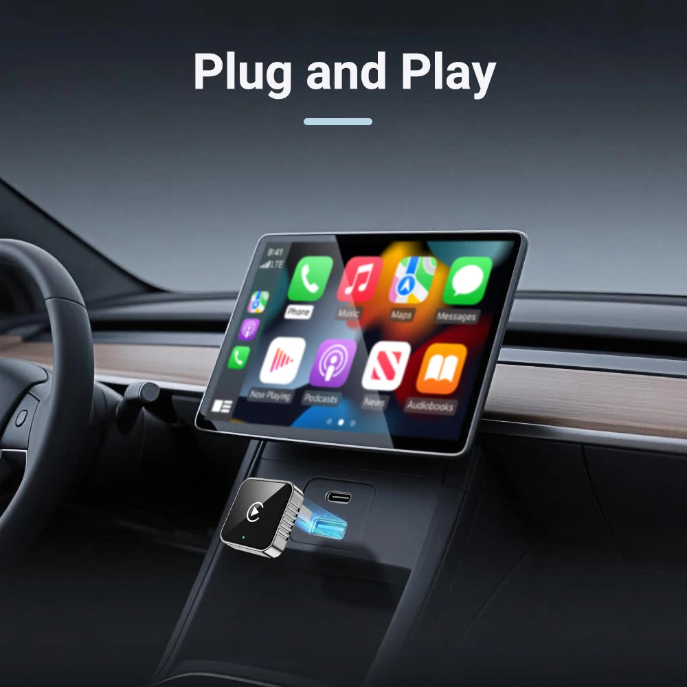 Mini CarPlay AI Box 2-in-1 Wired to Wireless CarPlay & Android Auto Adapter 5GHz WiFi