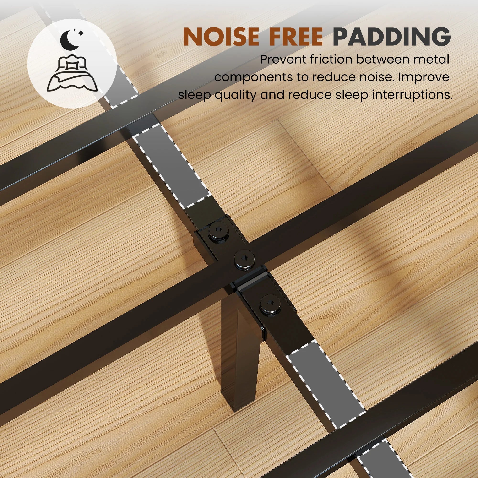 Soft Pack Heavy Duty Metal Bed Frame with Headboard Charging Station For Bedroom