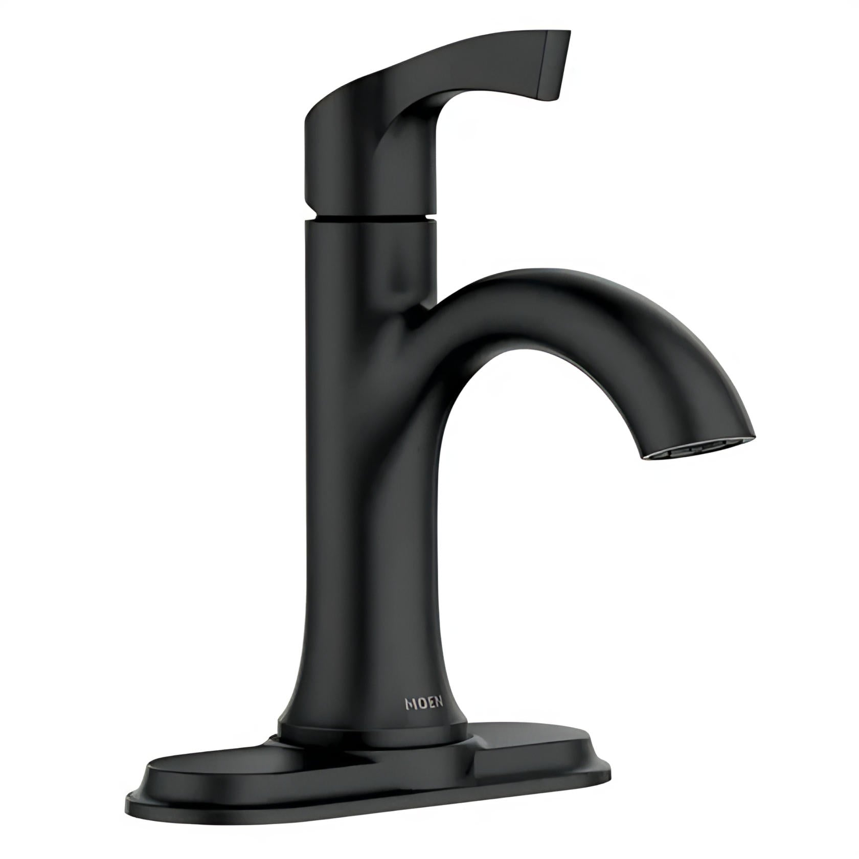 Korek Single 84466BL Hole Single-Handle Bathroom Faucet with Drain Kit Included in Matte Black