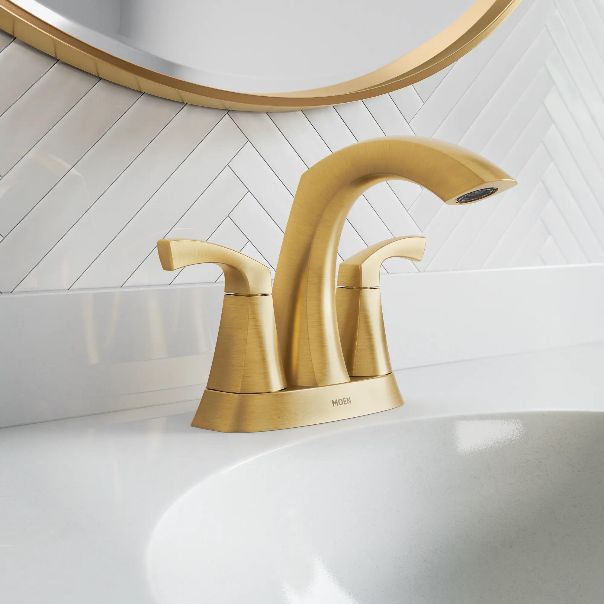 MOEN Lindor 84506BG Two-Handle 4" Centerset Bathroom Faucet in Brushed Gold (Drain Included)