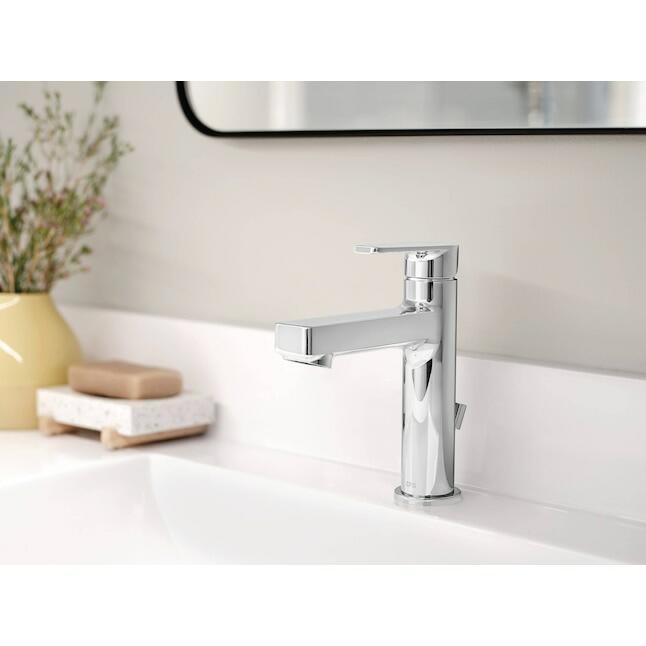 MOEN Slate 40051 One-Handle Single Hole Bathroom Sink Faucet in Chrome (Drain Included)