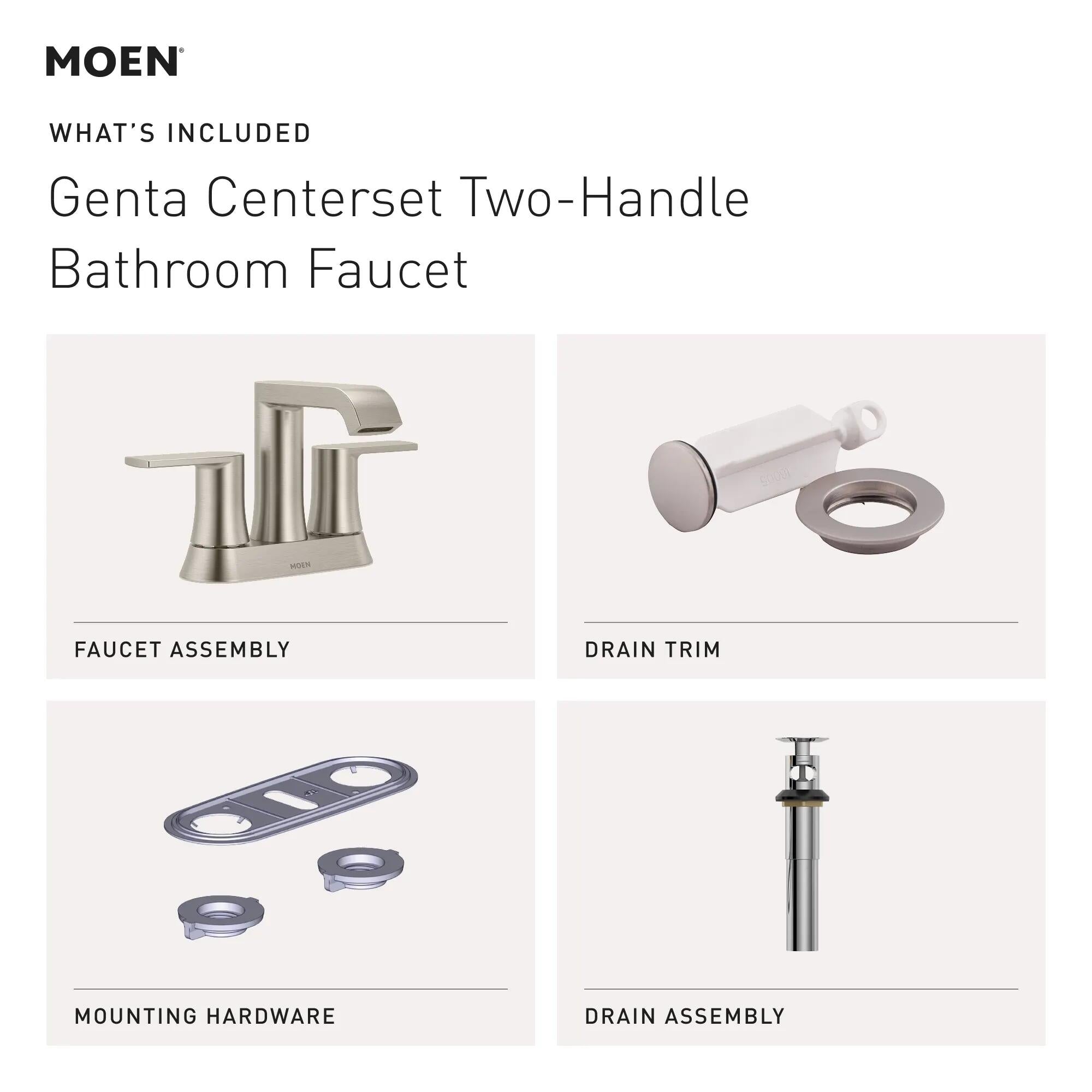 MOEN Genta 84764 Centerset Double-Handle Bathroom Sink Faucet in Chrome