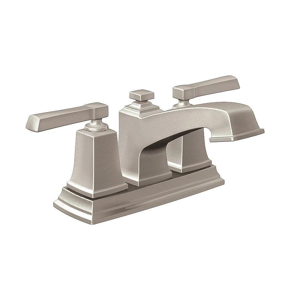 MOEN Boardwalk 6010SRN Centerset Bathroom Faucet Nickel (Drain & Valve Included)