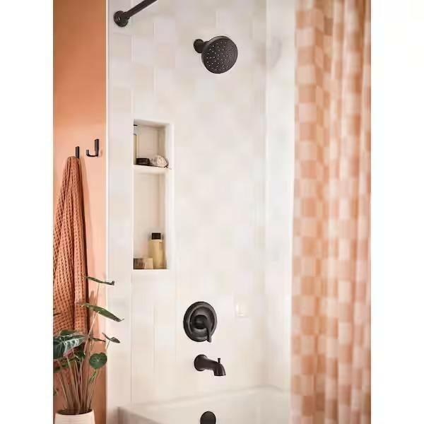 MOEN Korek 82466BL Single-Handle Posi-Temp Tub and Shower Faucet in Matte Black (Valve Included)