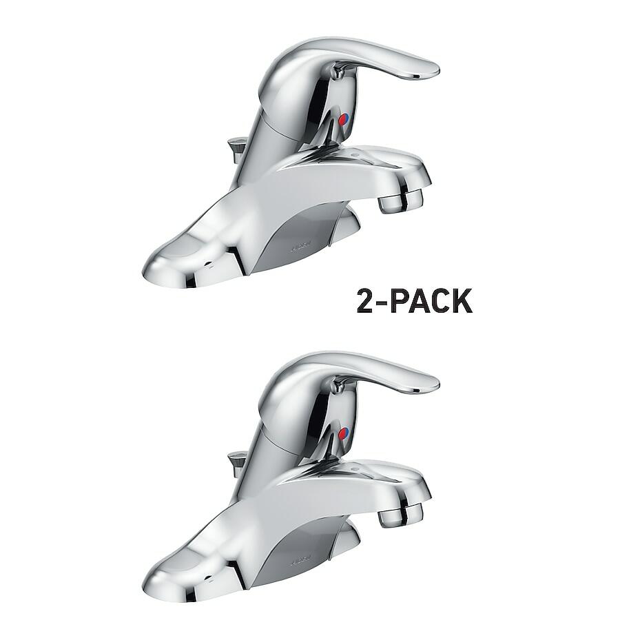 MOEN Adler 1-Handle 4-in Centerset WaterSense Bathroom Sink Faucet in Chrome (2-Pack)