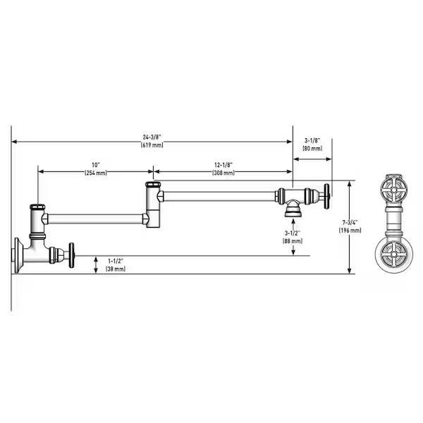MOEN Paterson S6642SRS Traditional Wall Mount Pot Filler Kitchen Faucet in Spot Resist Stainless