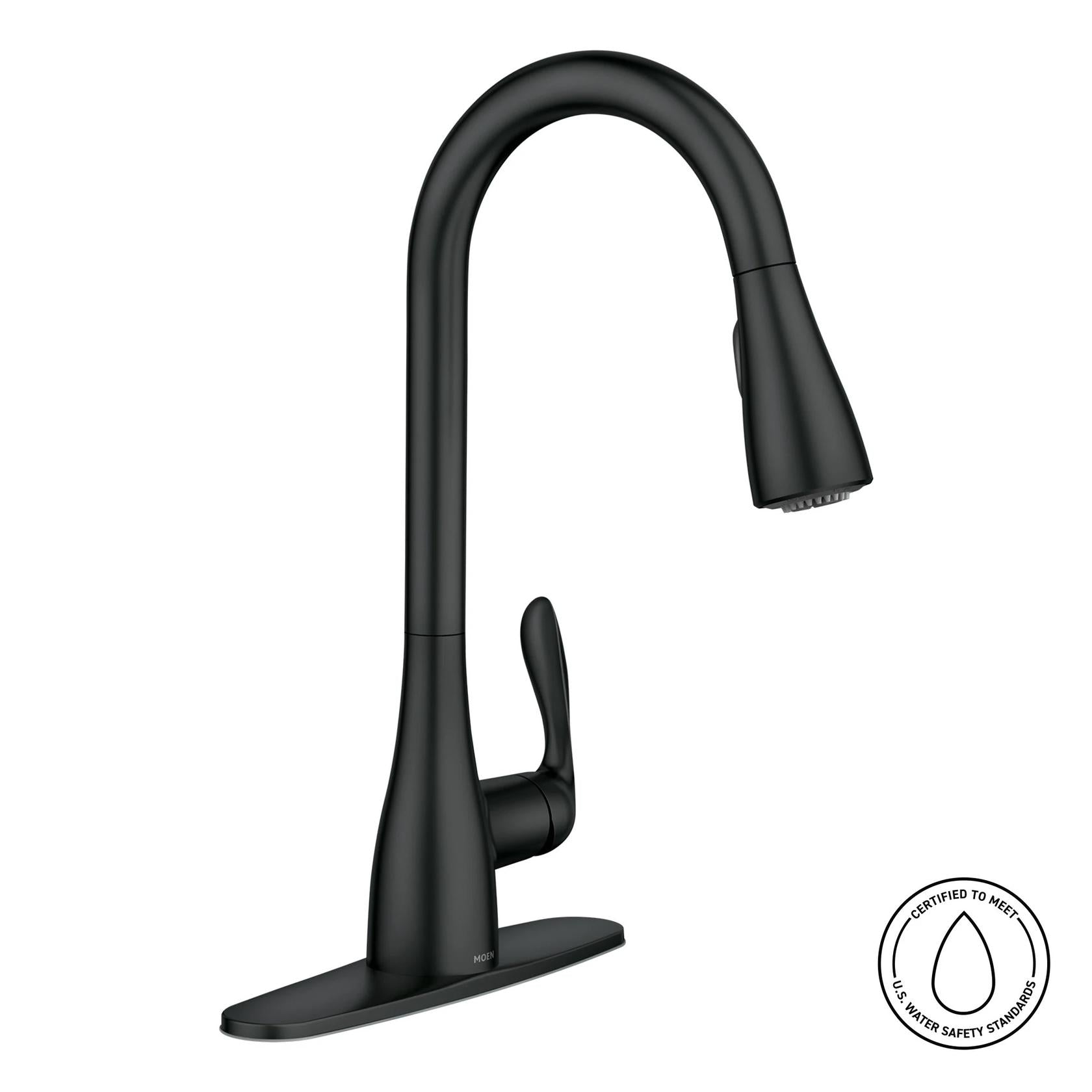 MOEN Georgene 87912BL Single Handle High-Arc Kitchen Faucet in Matte Black (Deck Plate Included)
