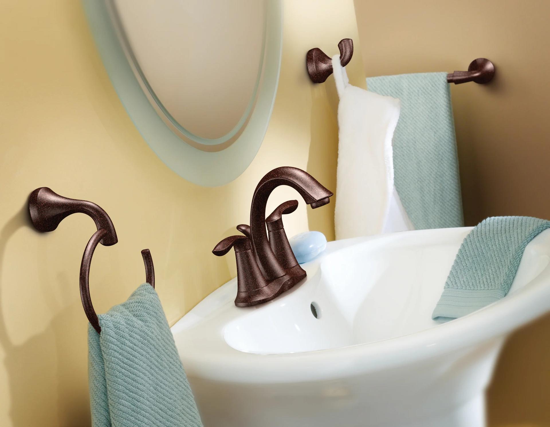 MOEN Eva 6410ORB Two-Handle High Arc Bathroom Faucet in Oil Rubbed Bronze