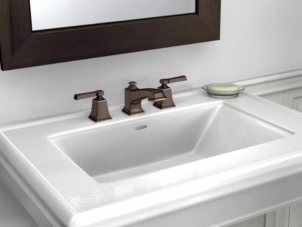 MOEN Boardwalk T6220BRB Two Handle Widespread Bathroom Sink Faucet in Mediterranean Bronze - Like New