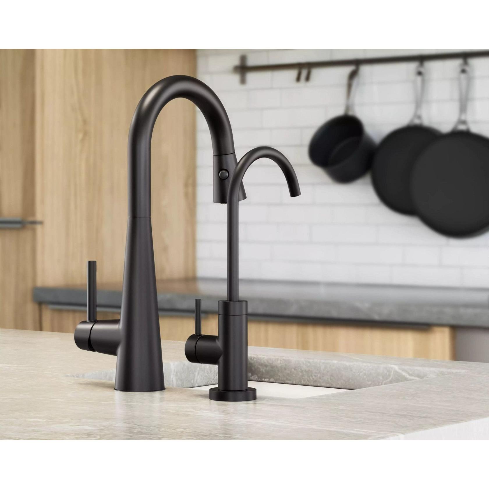 MOEN Sleek 7664BL Single-Handle Pull-Down Sprayer Bar Faucet Featuring Reflex and Power Clean in Matte Black