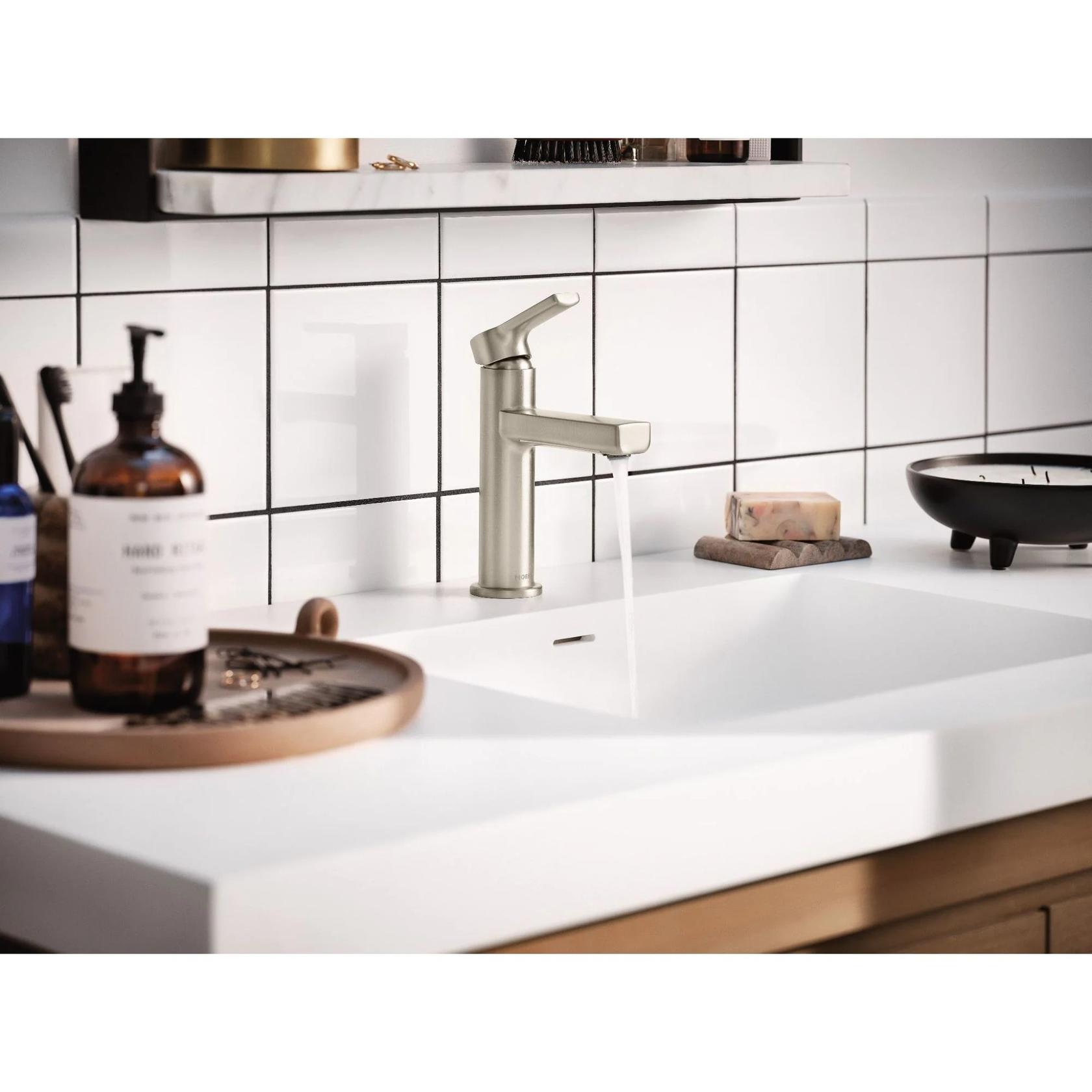 MOEN Rinza 84627SRN One-Handle Bathroom Sink Faucet in Spot Resist Brushed Nickel (Drain Included) - Like New