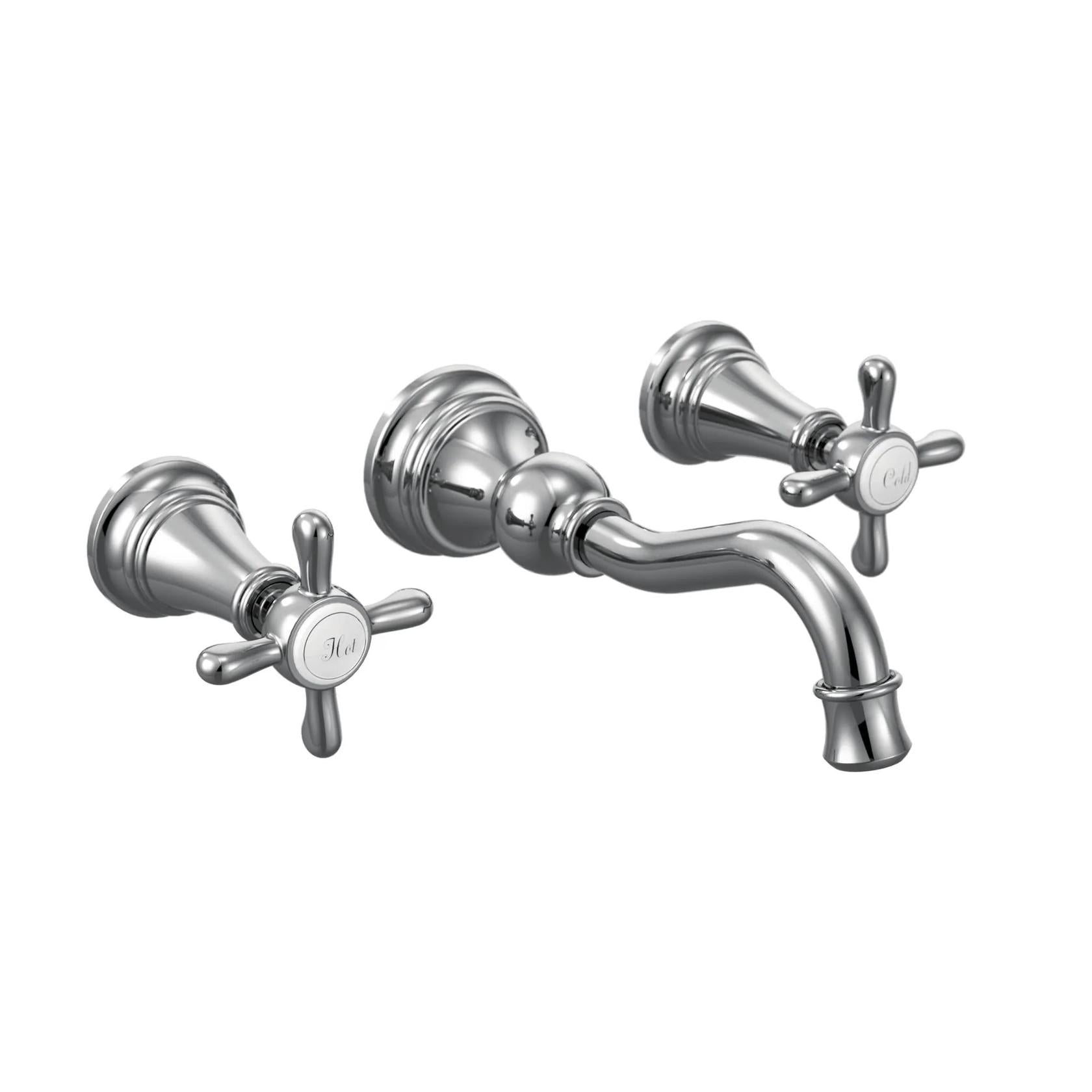 MOEN Weymouth TS42112 Wall Mount Cross Handle Bathroom Faucet Trim in Polished Chrome (Valve Required)