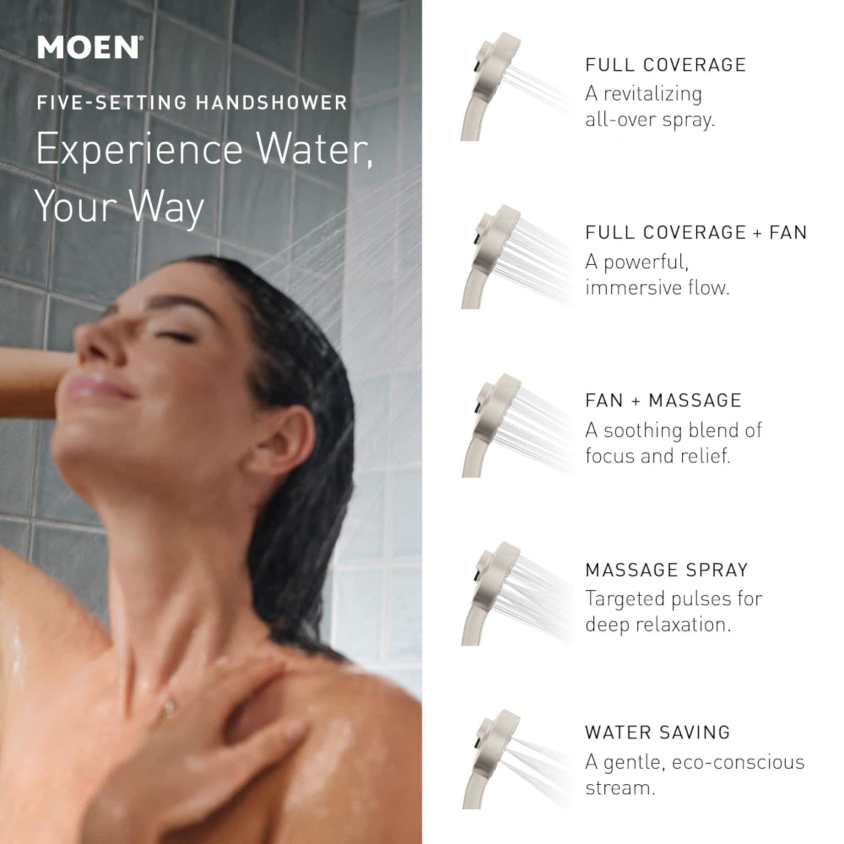 MOEN 230H2EPBL Handheld That Saves Hot Water 6 -Spray Handheld Shower Head in Matte Black