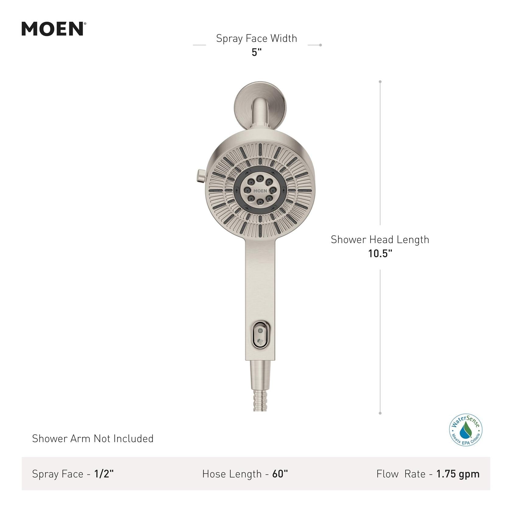 MOEN 230H2EPBL Handheld That Saves Hot Water 6 -Spray Handheld Shower Head in Matte Black