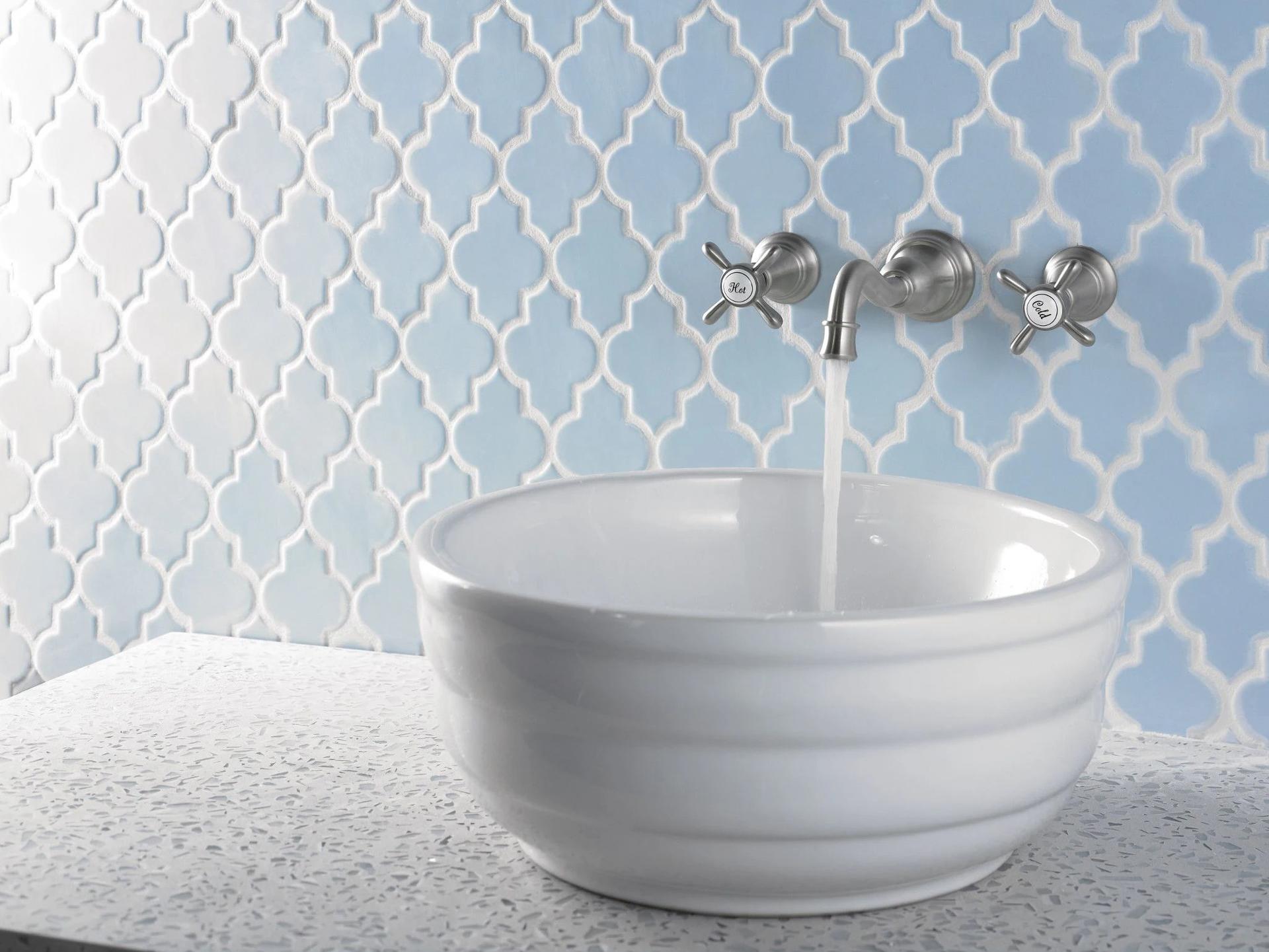 MOEN Weymouth TS42112 Wall Mount Cross Handle Bathroom Faucet Trim in Polished Chrome (Valve Required)