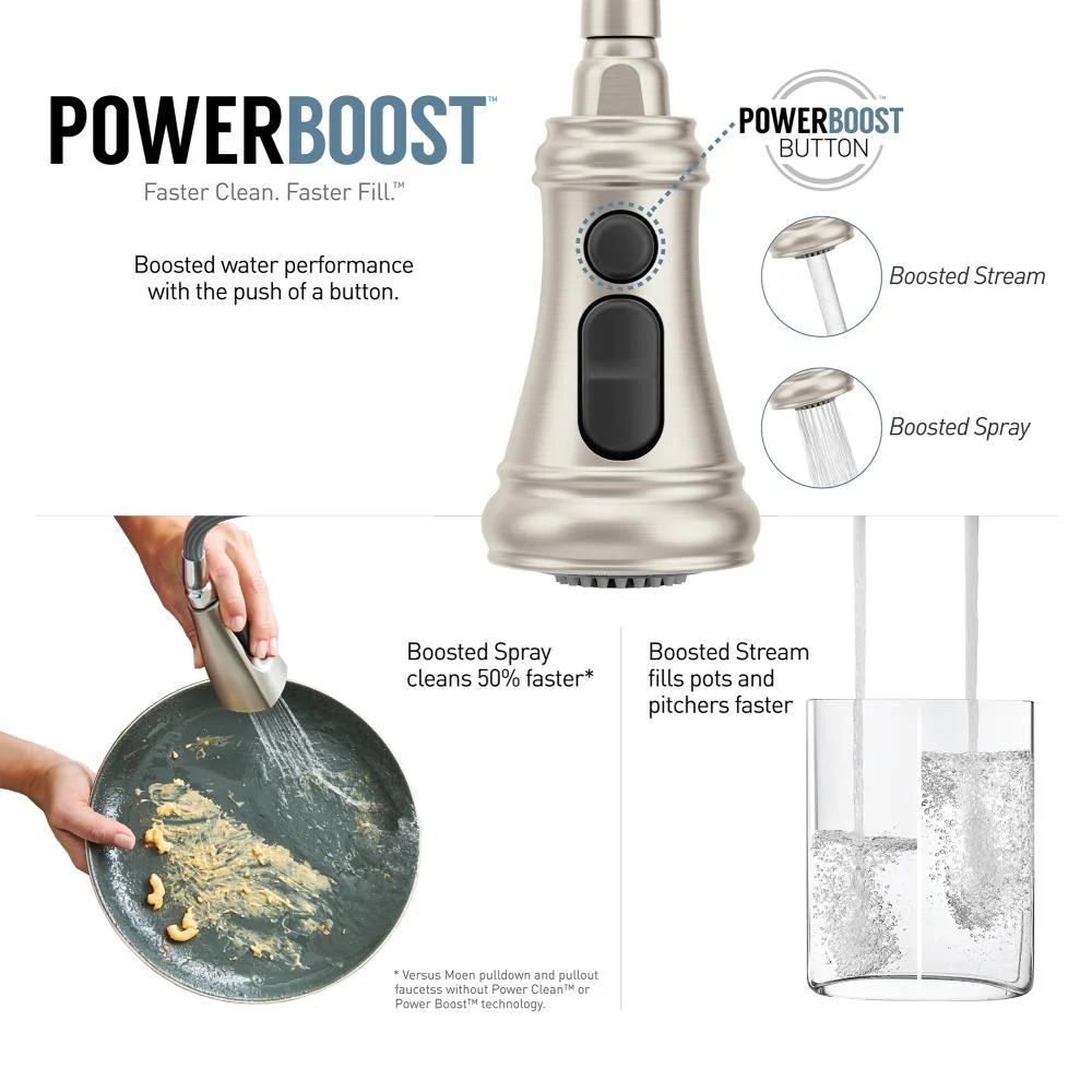 MOEN Weymouth S73004SRS Pulldown Kitchen Faucet with Power Boost in Spot Resist Stainless - Like New