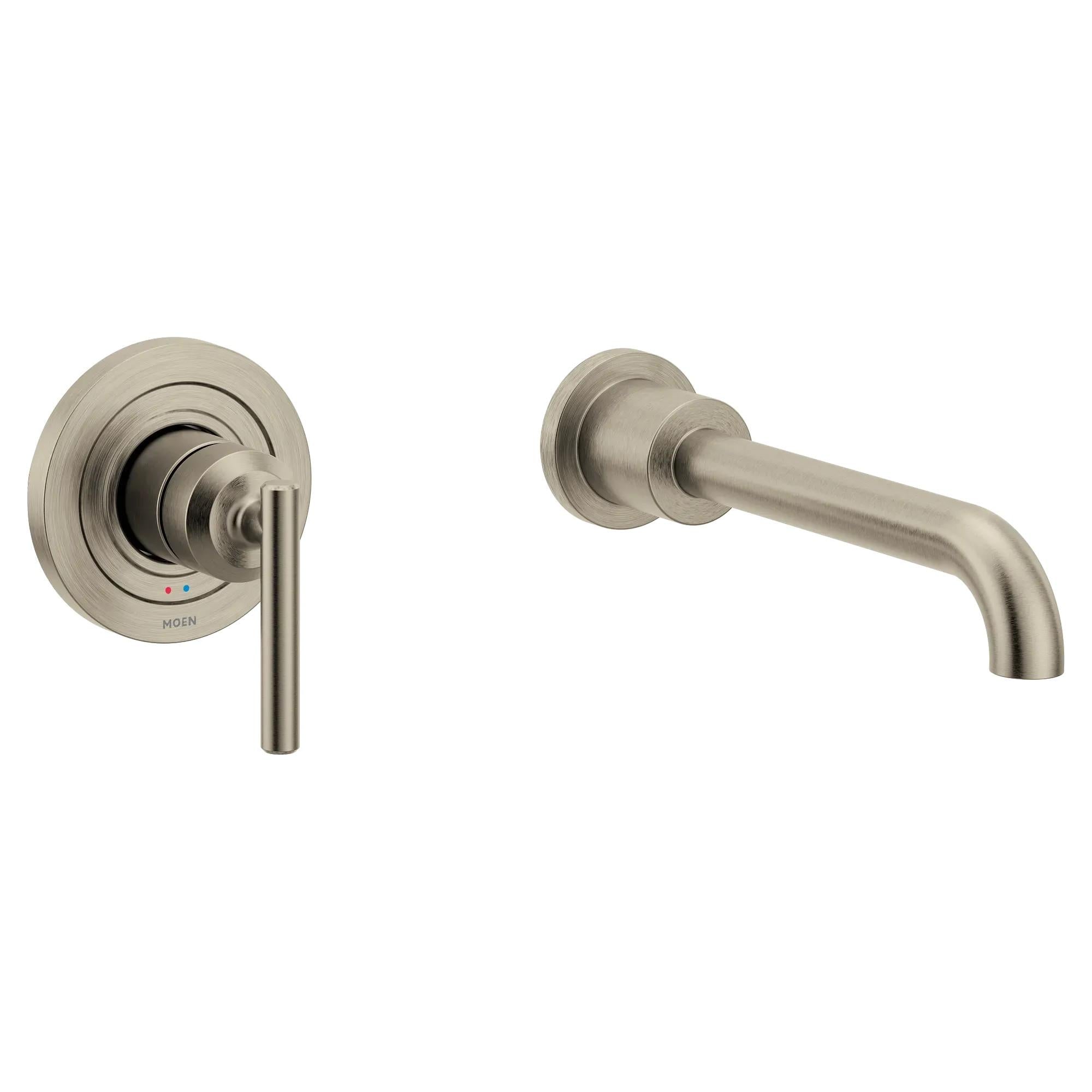 MOEN Gibson WT961BN Single Handle Wall Mount Tub Filler High Flow Tub Faucet with 10" Spout Reach in Brushed Nickel