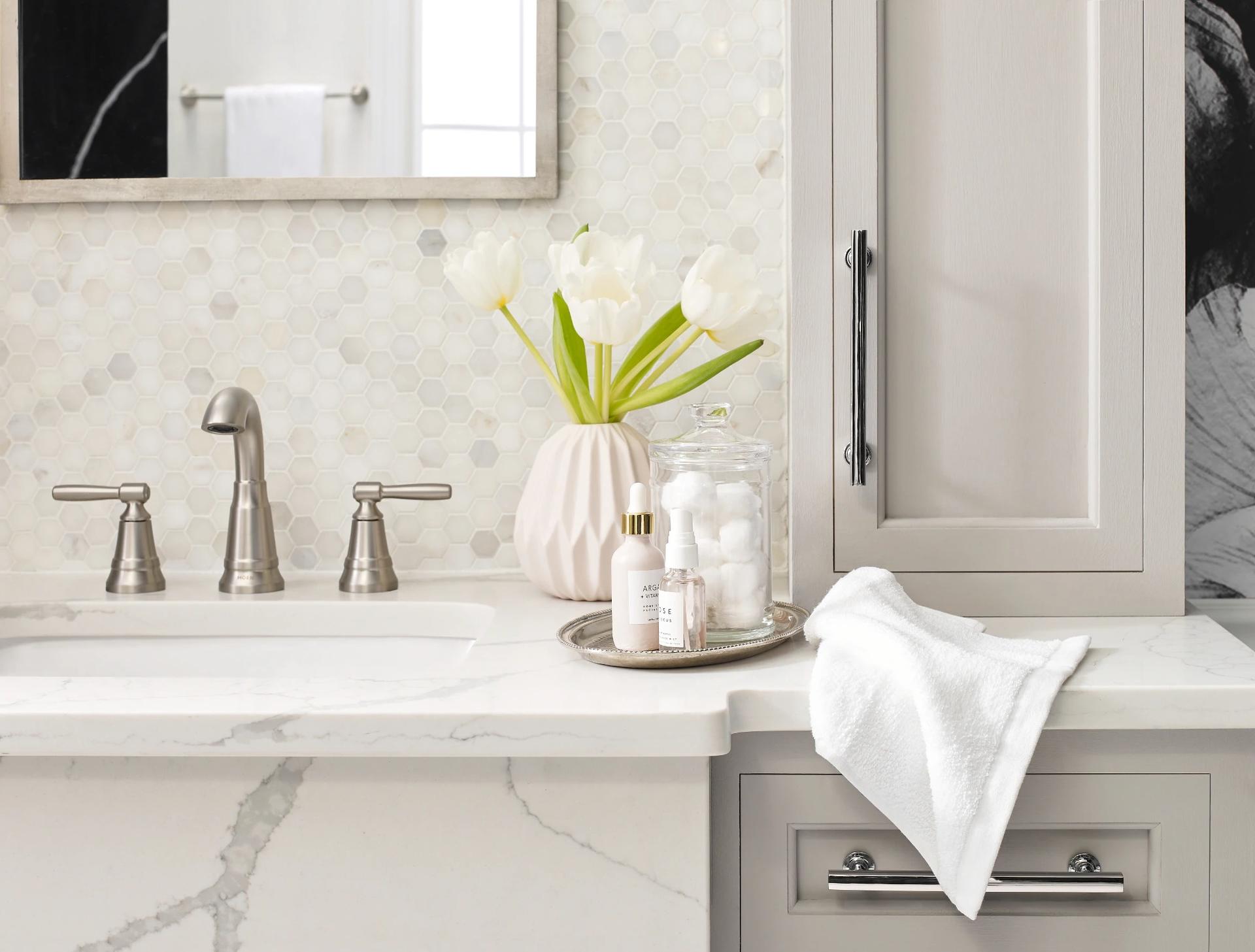 MOEN Halle 84972SRN 8 in. Widespread 2-Handle High-Arc Bathroom Faucet in Spot Resist Brushed Nickel