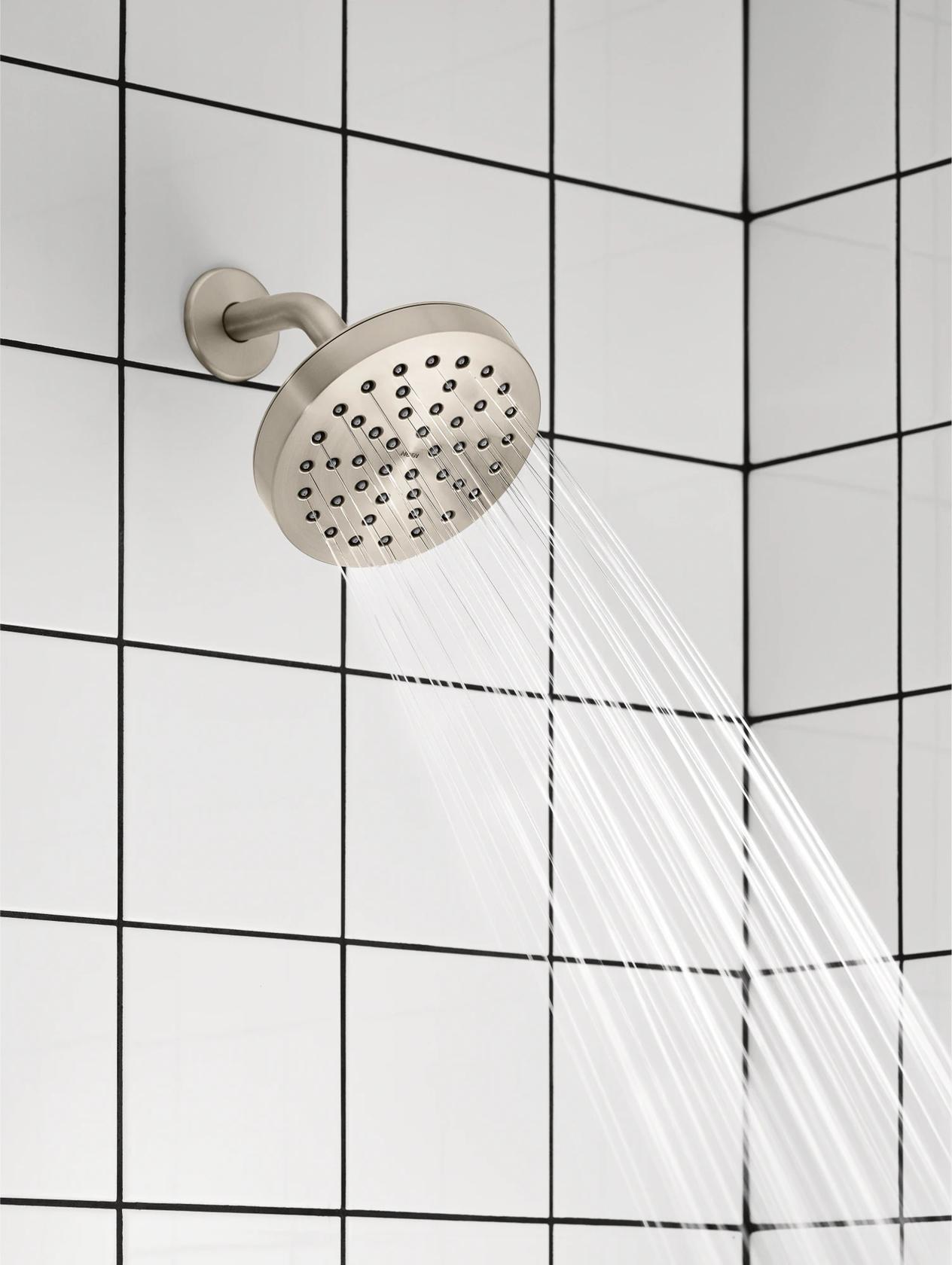 MOEN Rinza 82628SRN One-Handle Round Tub and Shower Faucet in Spot Resist Brushed Nickel (Valve Included)