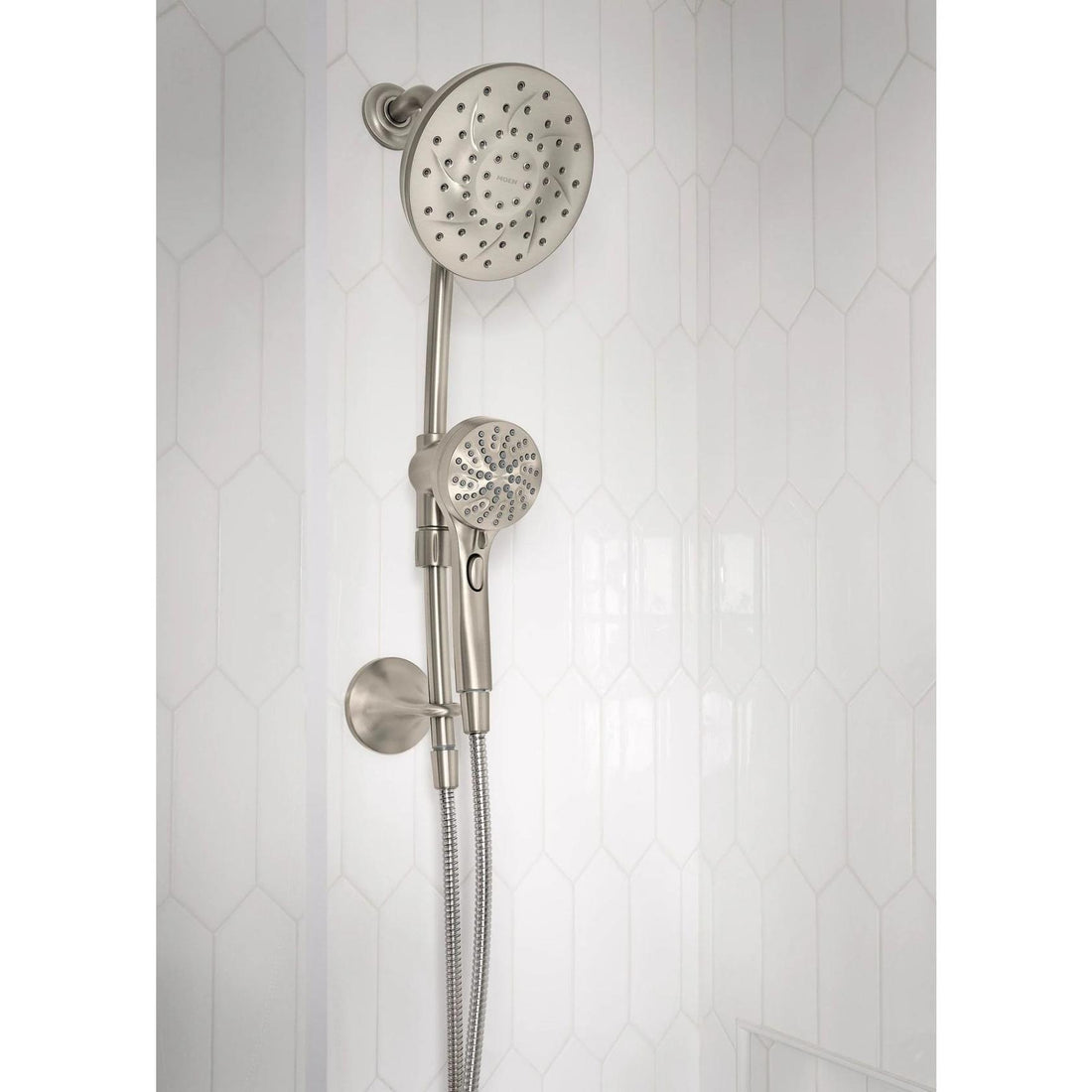 MOEN Engage 28501SRN Handheld and Rain Showerhead with Slide Bar Magnetix in Spot Resist Brushed Nickle