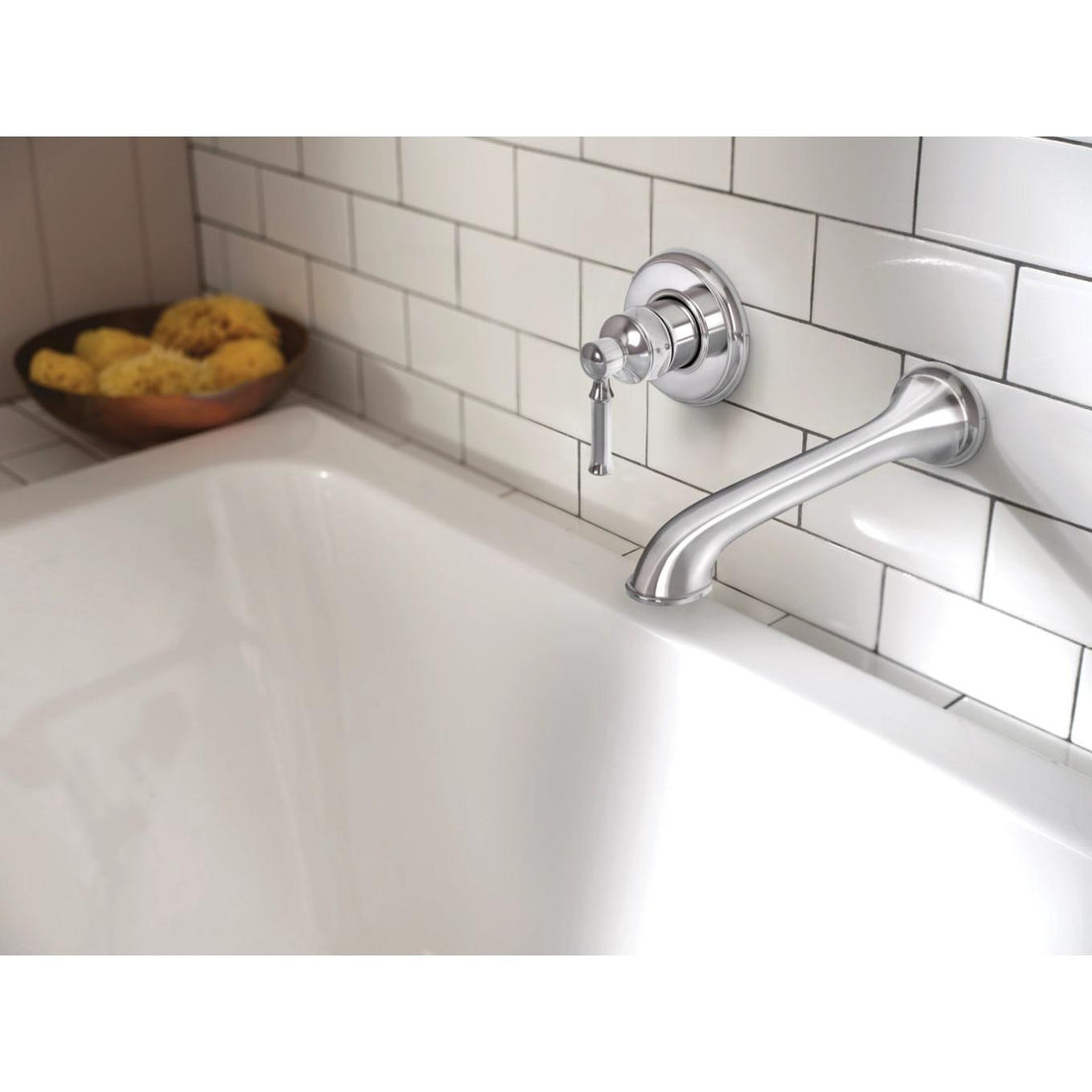 MOEN Dartmoor WT681 Single Handle Wall Mount Tub Filler High Flow Tub Faucet in Chrome