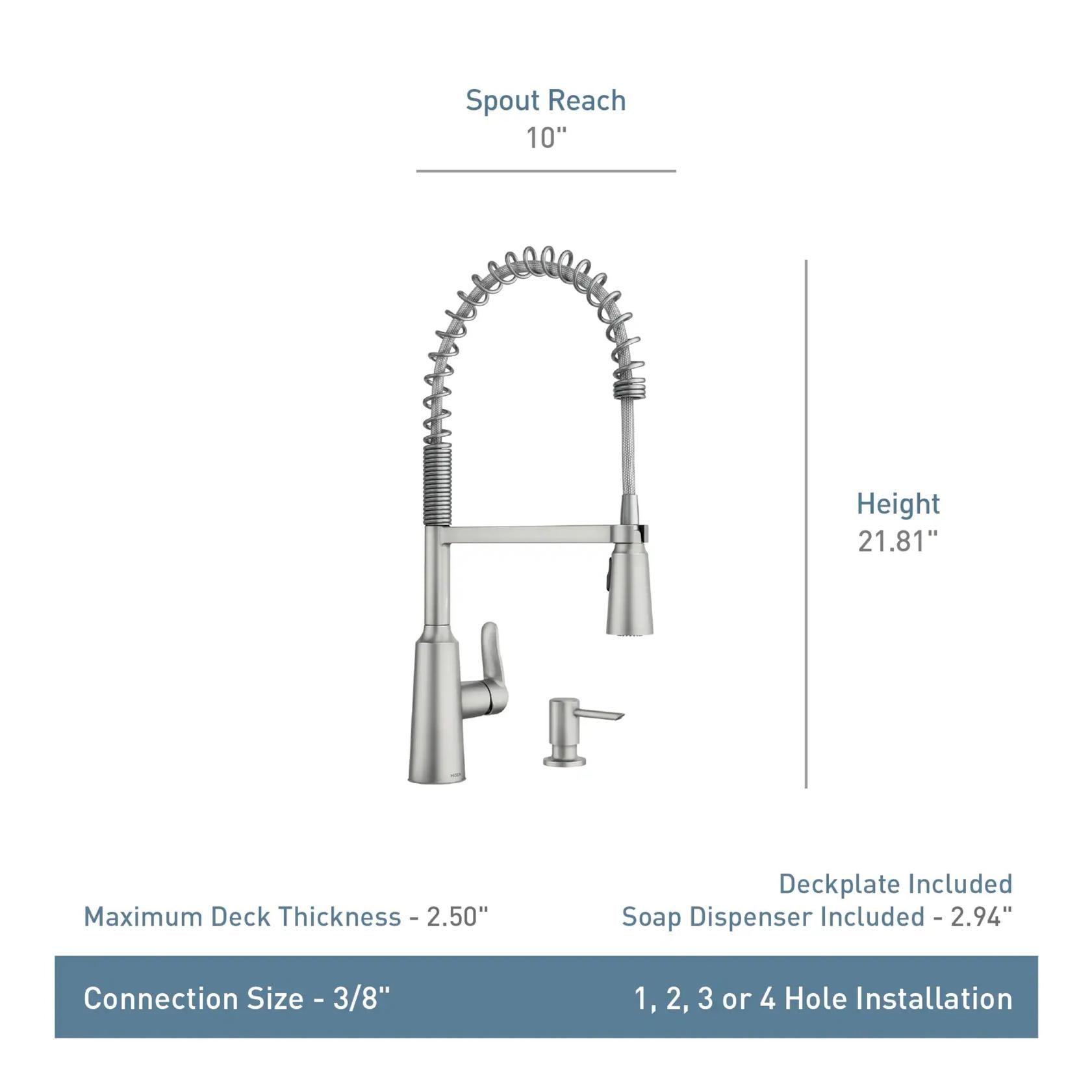 MOEN Edwyn 87807BL Single Handle Deck-mount Pull-down Kitchen Faucet in Matte Black (Soap Dispenser Included)