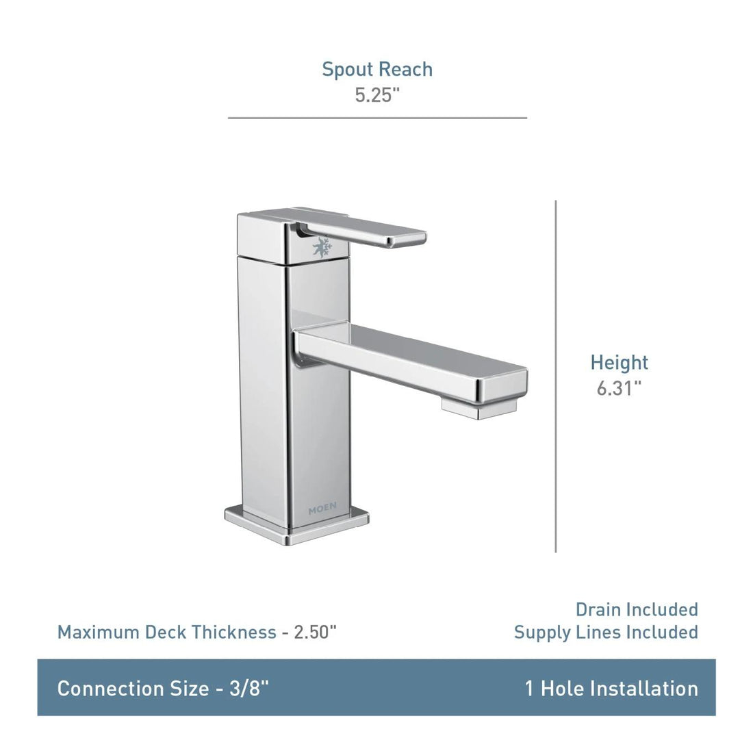 MOEN 90 Degree S6710BN One-Handle Single Hole Modern Bathroom Sink Faucet in Brushed Nickel