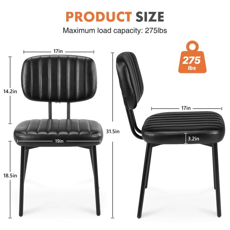 PU Leather Dining Chairs, Ergonomic Lumbar Support, Foam Cushion, Set of 2