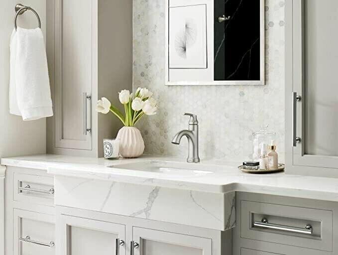 MOEN Wellton 84980SRN Centerset Single Handle Bathroom Faucet in Spot Resist Brushed Nickel