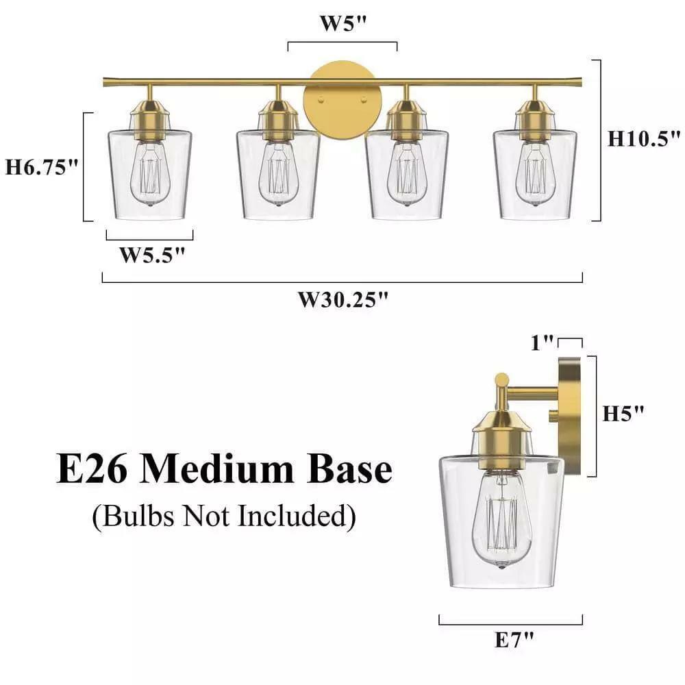 KAWOTI 4-Light Vanity Light for Bathroom Modern Bathroom Light Fixtures with - Like New