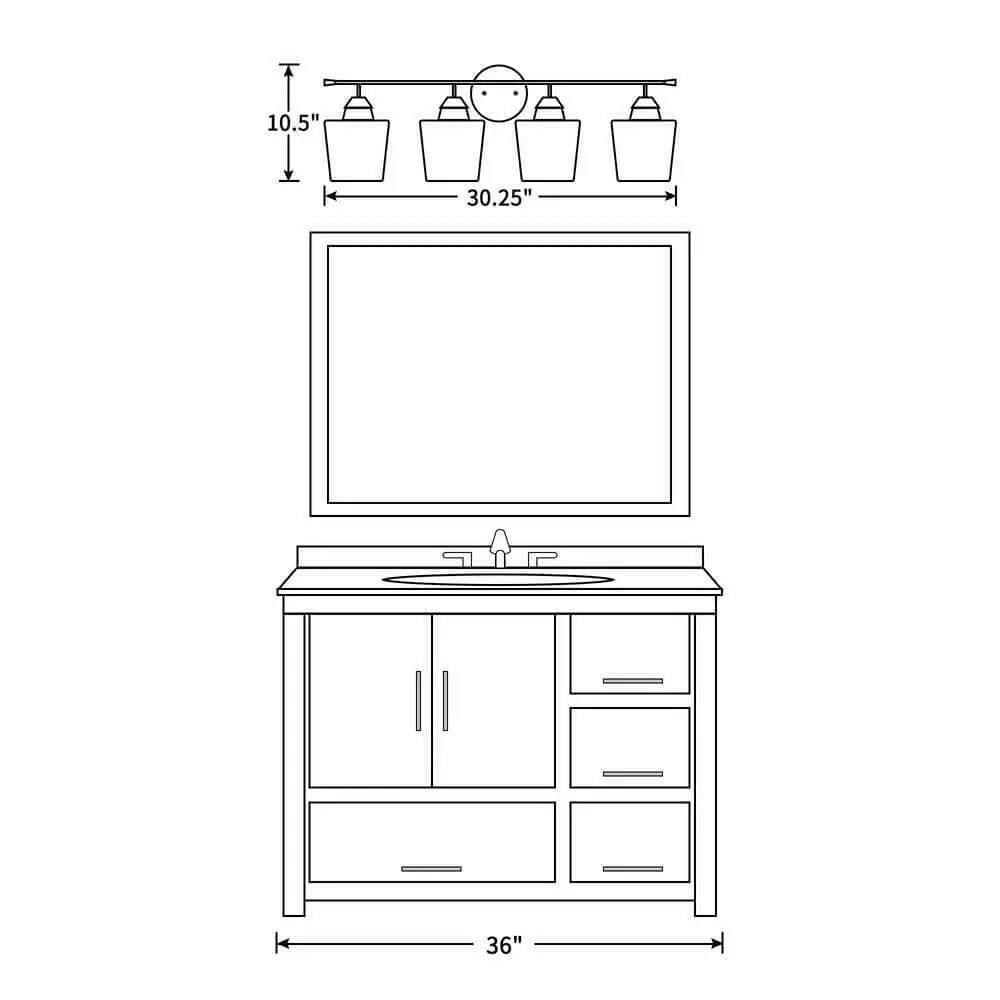 KAWOTI 4-Light Vanity Light for Bathroom Modern Bathroom Light Fixtures with - Like New