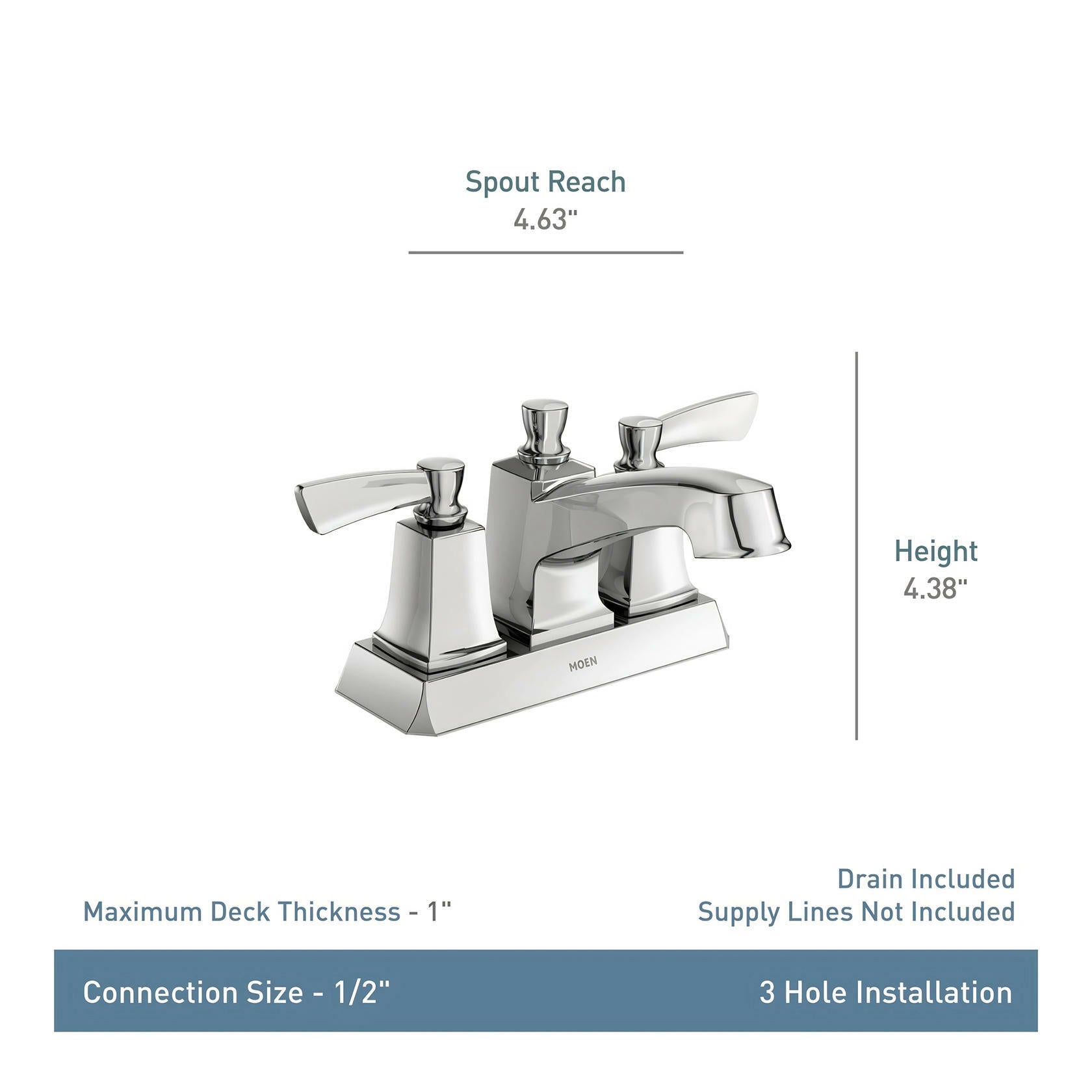 MOEN Conway WS84922SRN Two-Handle Centerset Bathroom Faucet with Drain Assembly in Spot Resist Brushed Nickel