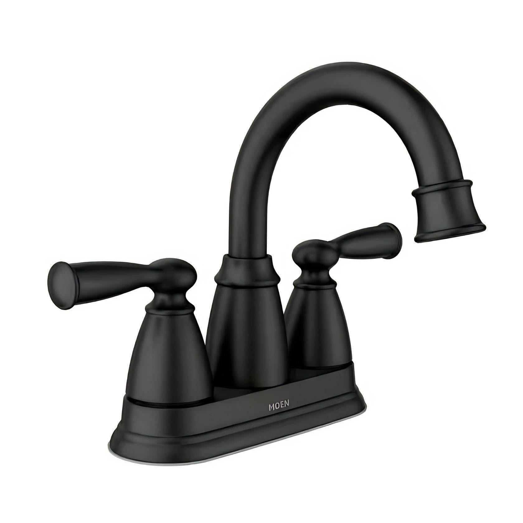 MOEN Banbury 84943BL Centerset Double Handle High-Arc Bathroom Faucet in Matte Black