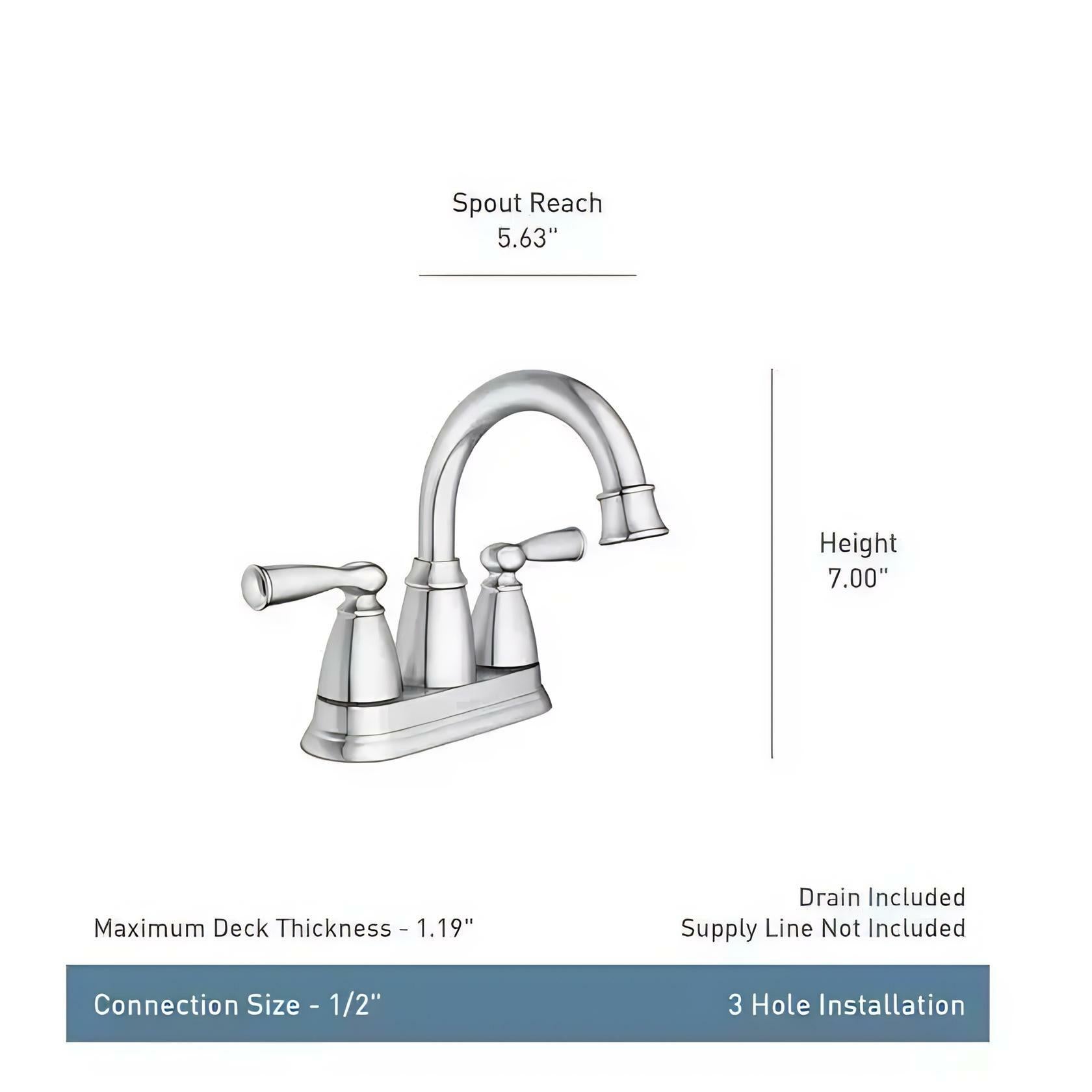 MOEN Banbury 84943BL Centerset Double Handle High-Arc Bathroom Faucet in Matte Black