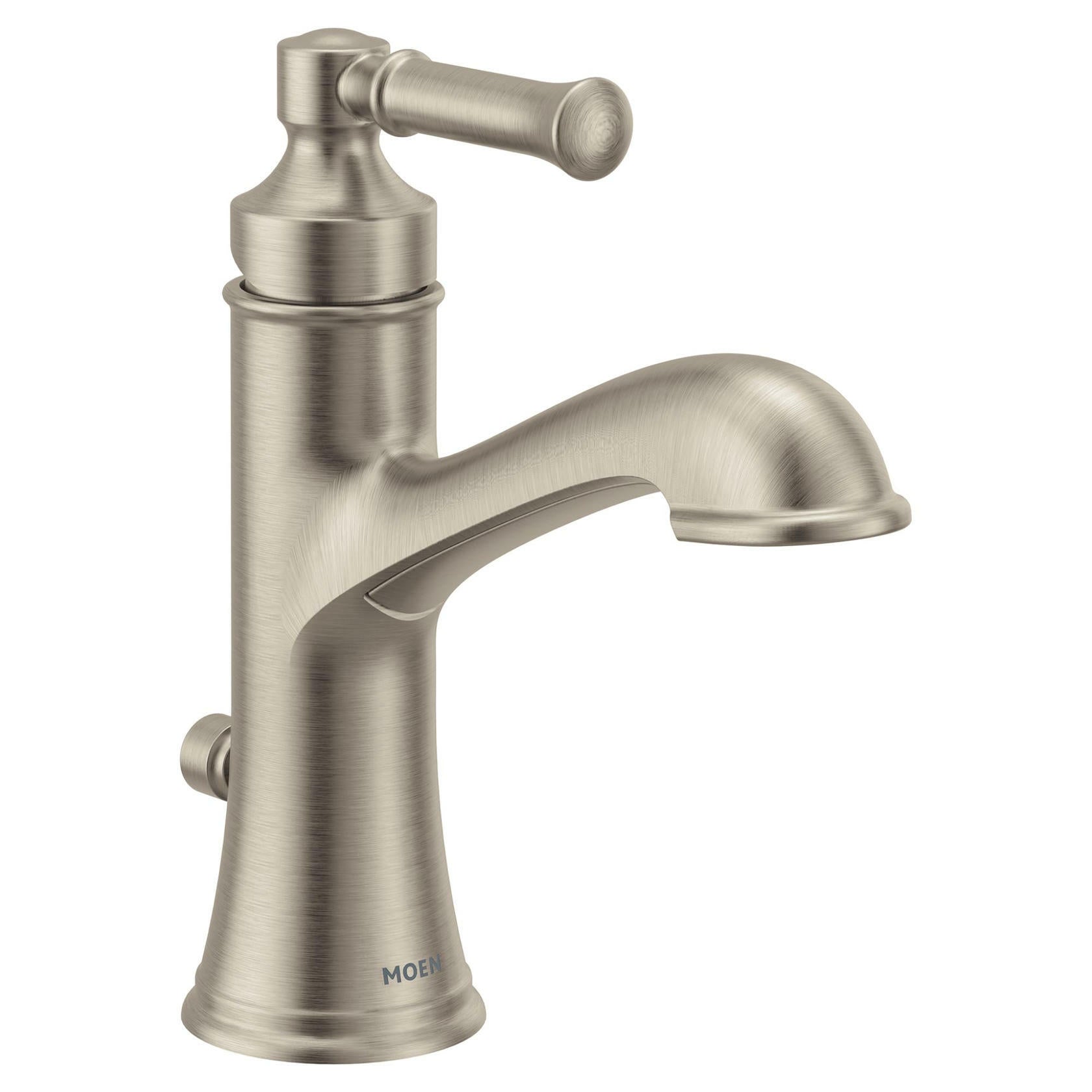 MOEN Dartmoor 6803BN 1-Handle 1-Hole Bathroom Faucet with Drain Kit Included in Brushed Nickel
