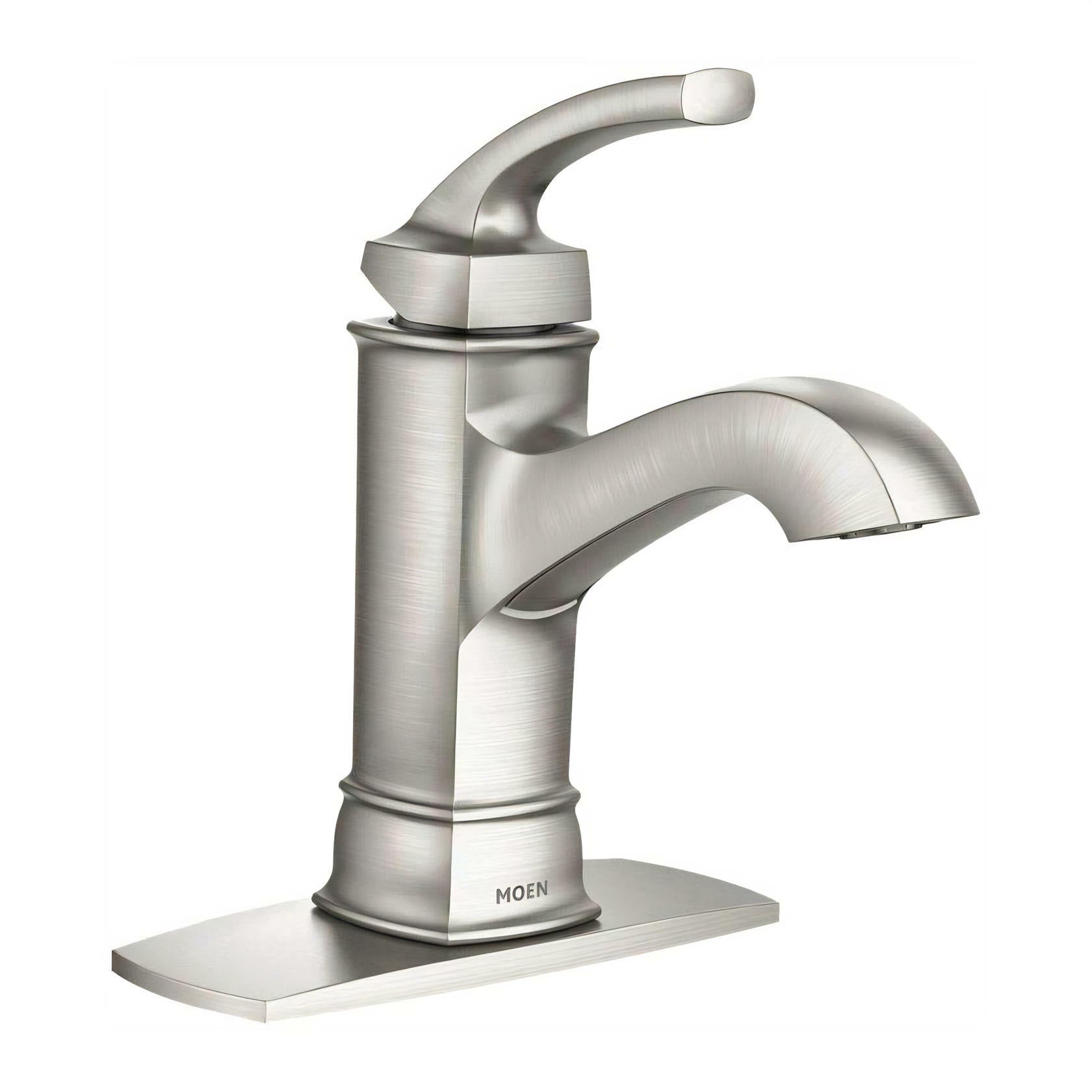 MOEN Hensley WS84414MSRN Single Hole Single-Handle Bathroom Faucet in Spot Resist Brushed Nickel