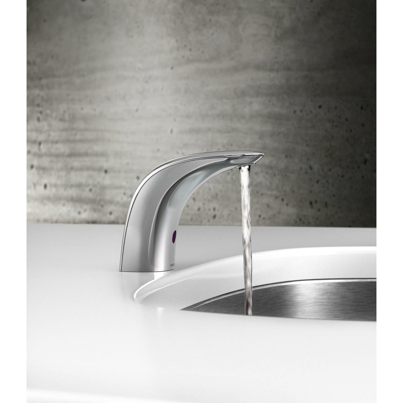 MOEN 8553 M-Power Commercial Touchless Hands-Free Sensor Operated Single Mount Lavatory Battery Powered Non Mixing Faucet in Chrome