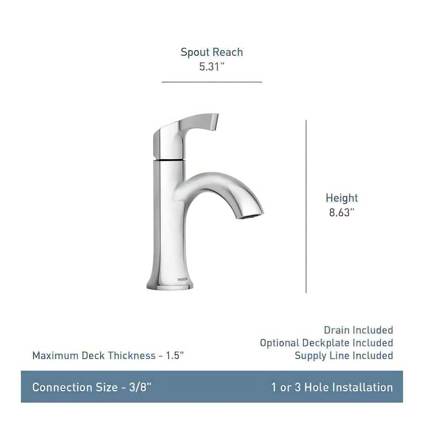 MOEN Korek 84466 Single Handle Single Hole Bathroom Faucet in Chrome