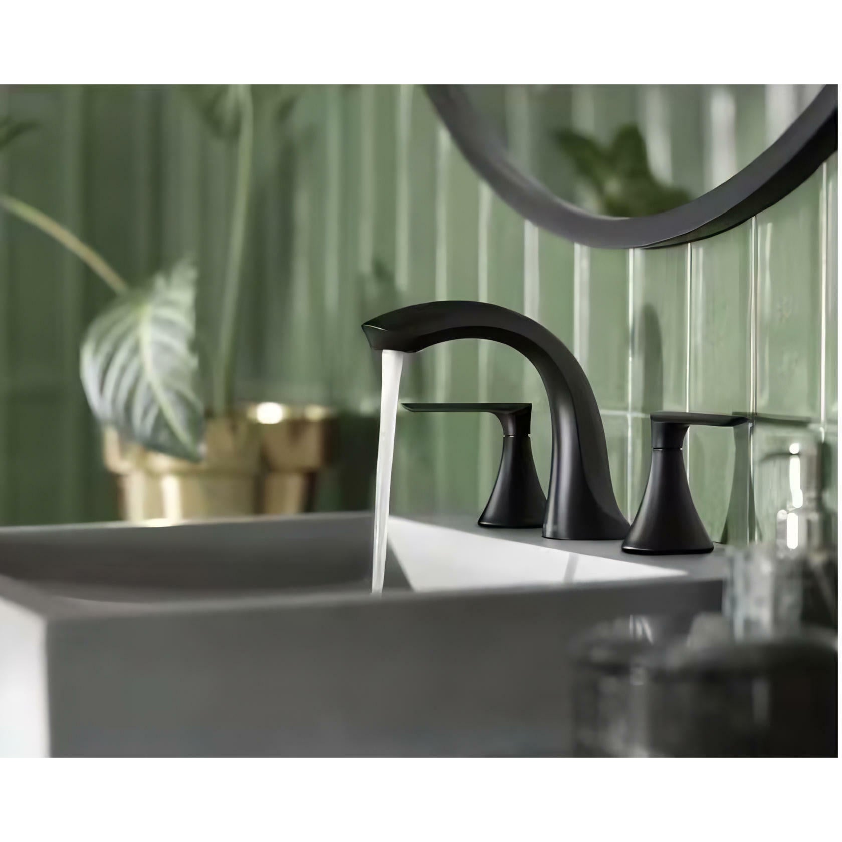 MOEN Findlay 84517BL Widespread 2-Handle Bathroom Faucet in Matte Black (Valve Included)
