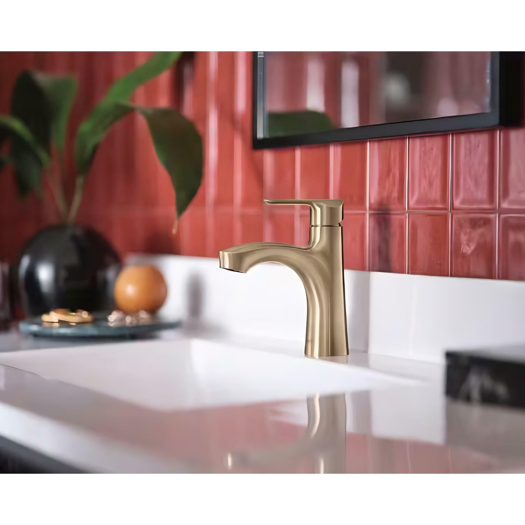 MOEN Findlay 84516BZG Single-Handle Single-Hole Bathroom Faucet in Bronzed Gold