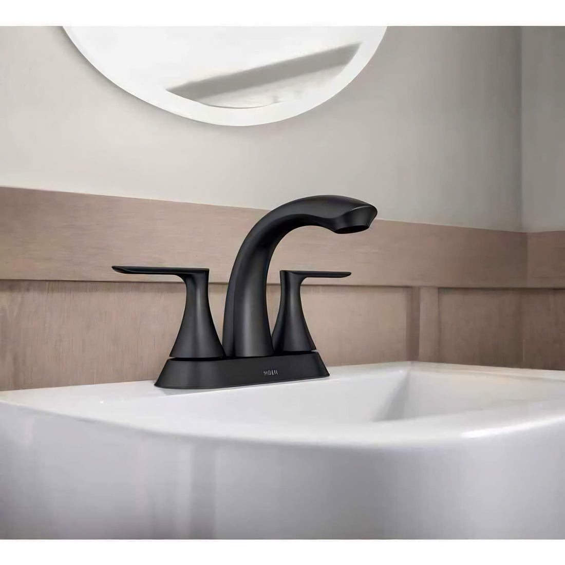 MOEN Findlay 84515BL Centerset Double-Handle Bathroom Faucet in Matte Black