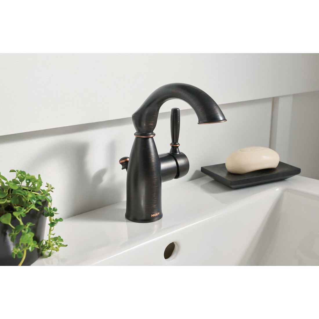 MOEN Sarona 84144BRB Single Hole Single-Handle Bathroom Faucet in Mediterranean Bronze